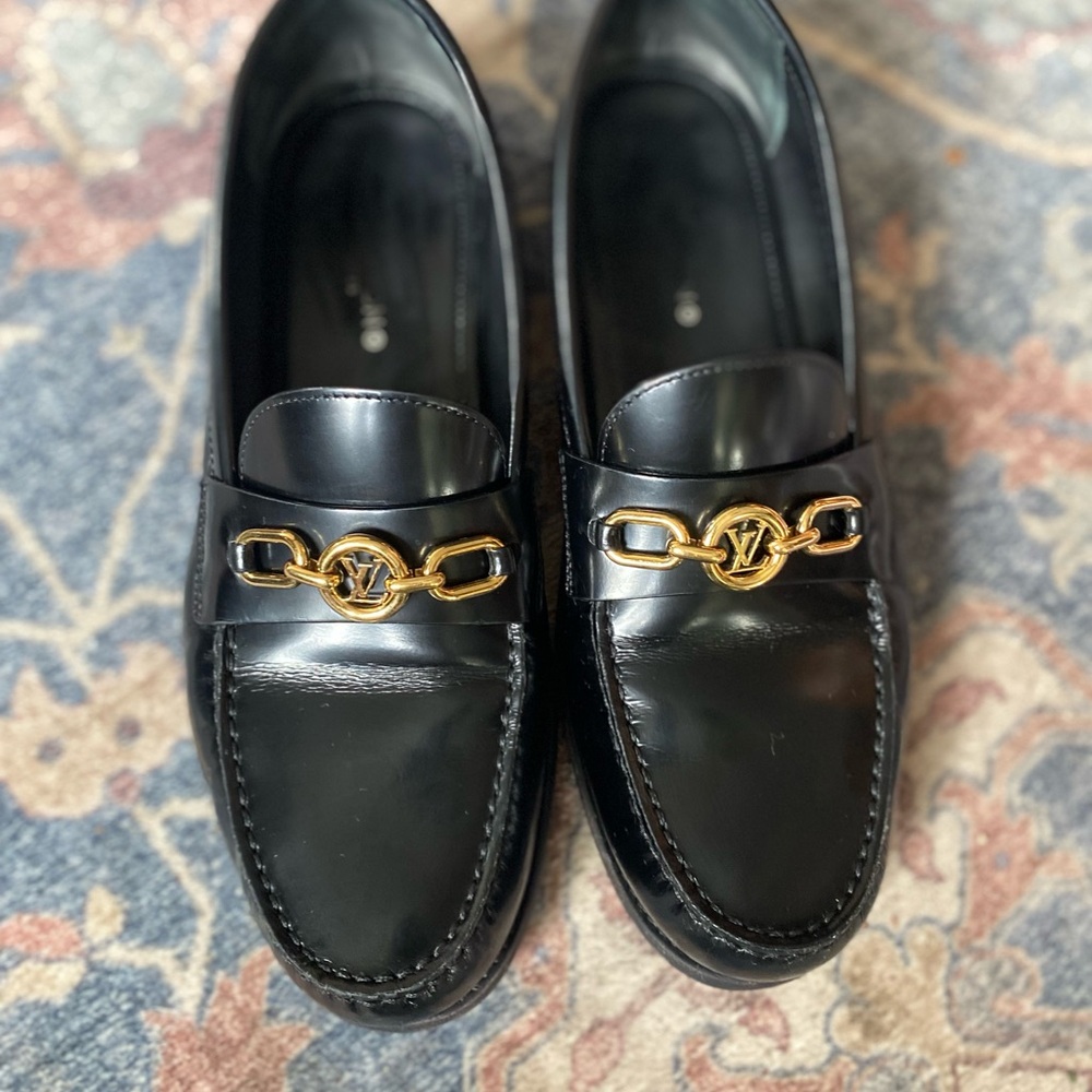 Louis Vuitton Black Chess Flat Leather Loafers - Picture 2 of 13